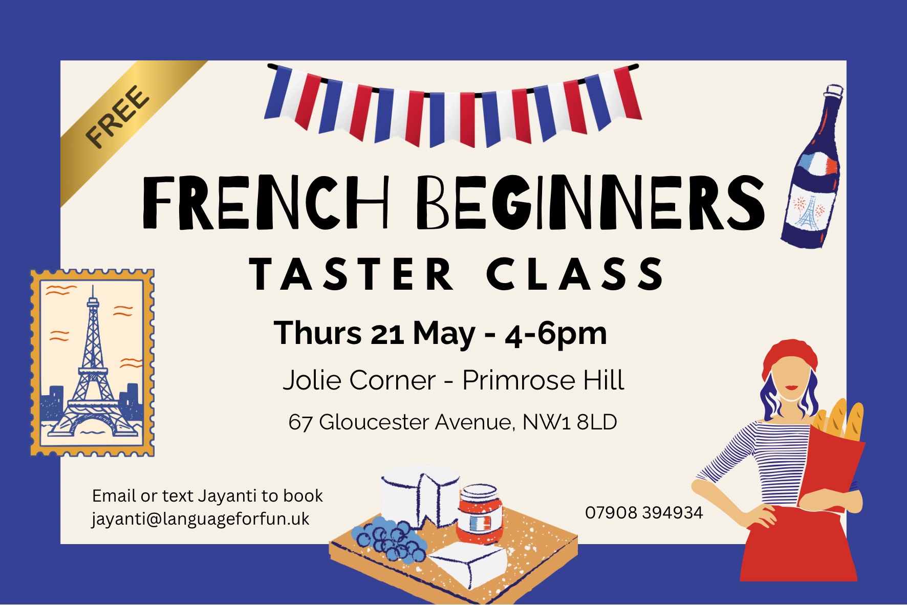 Free Beginners French Taster Class at Jolie Corner in Primrose Hill