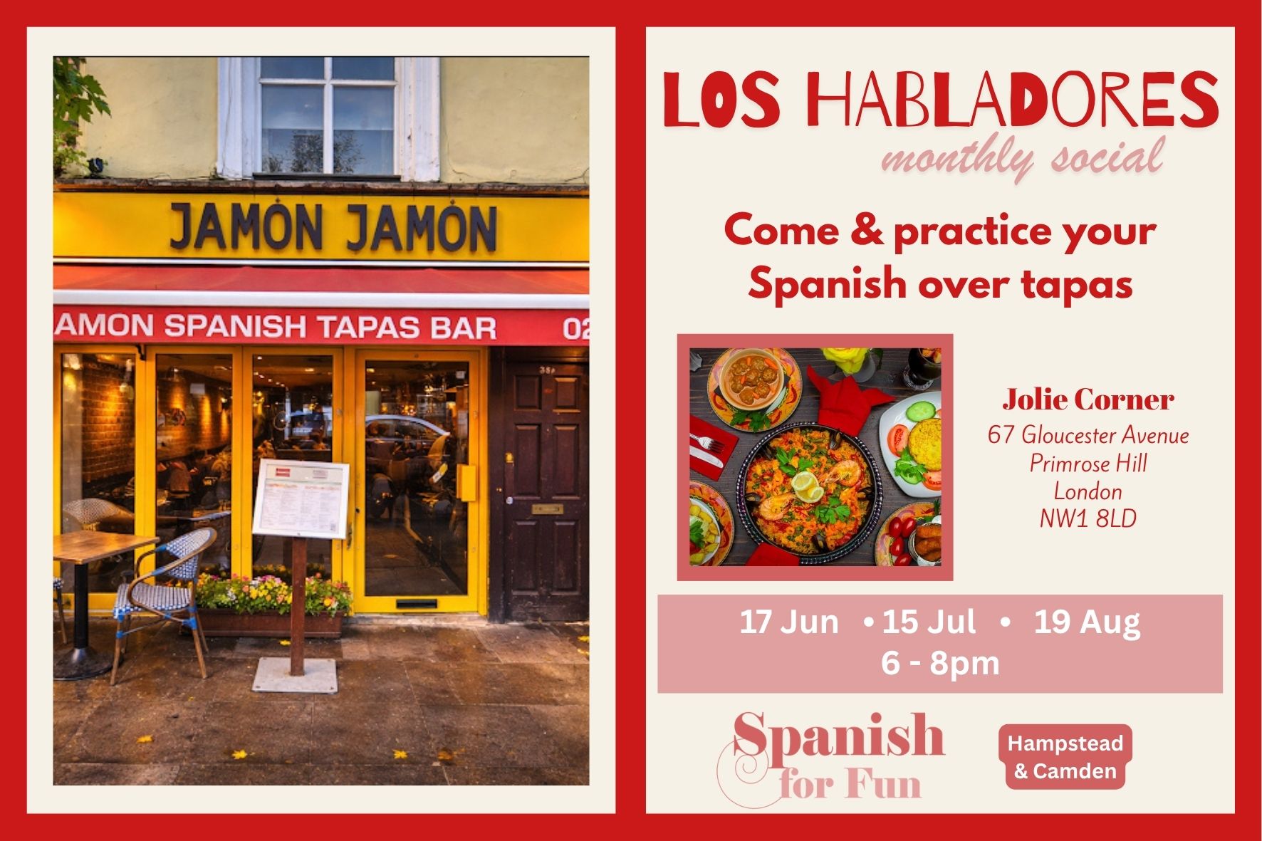 Los Habladores Monthly Spanish Social at Jamon Jamon in Camden
